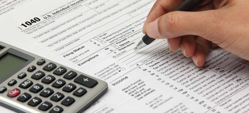 Person completing tax form