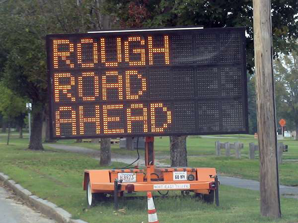 Rough Road Ahead roadwork sign
