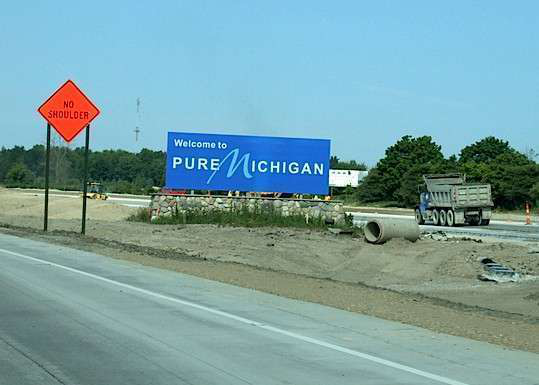 welcome to pure Michigan sign