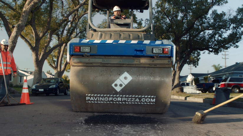 Domino's Pizza road construction equipment