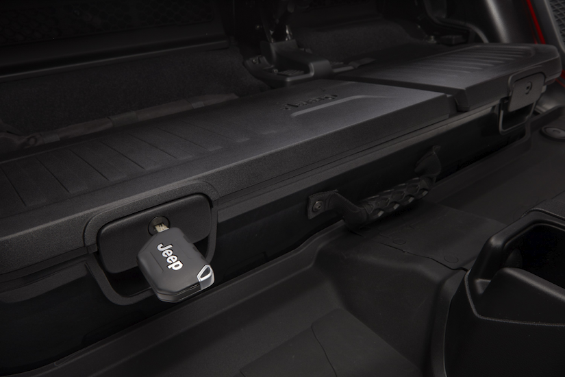 Key lock on storage inside the 2020 Jeep Gladiator