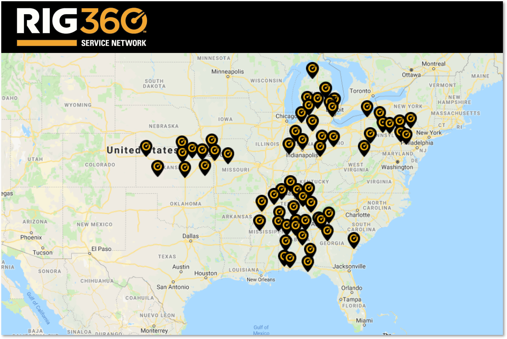 RIG360 initial locations map