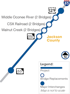 I-85 widening Phase 2 map in Jackson County Georgia