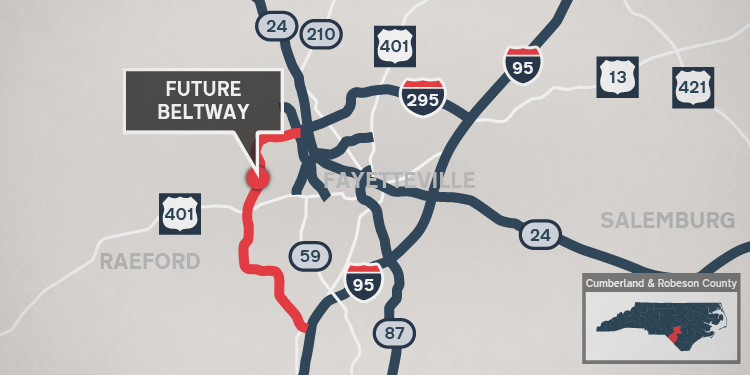 fayetteville outer loop map highlighting future beltway