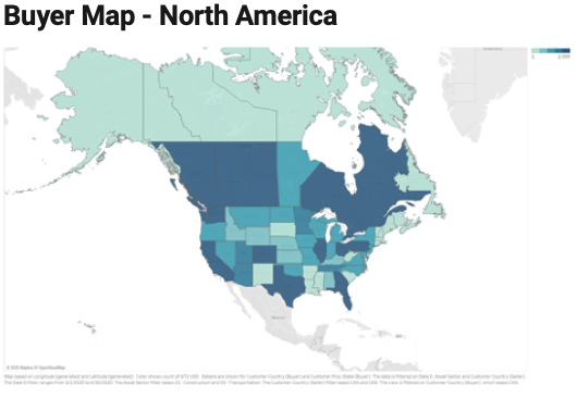 Ritchie Bros. North american buyers map